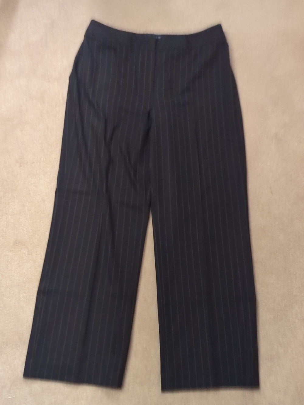 Ann Taylor Petites Women's Black Pinstripe Dress Trousers